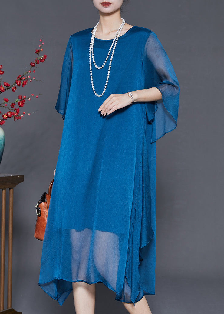 Boho Peacock Blue Oversized Chiffon Long Dress Summer