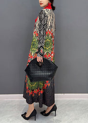 Boho Red Asymmetrical Patchwork Print Maxi Dress Spring