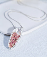 Boho Red Floral Sweater Pendant Necklace