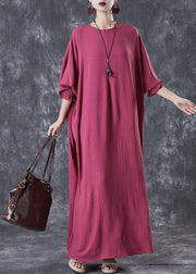 Boho Red Oversized Lengthen Cotton Robe Dresses Fall