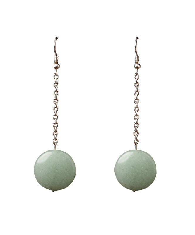 Boho Retro Light Green Jade Drop Earrings