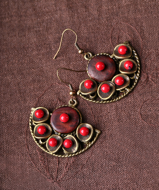 Boho Retro Women Red Metal Drop Earrings