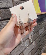 Boho Silk Crystal Wind Chime Drop Earrings