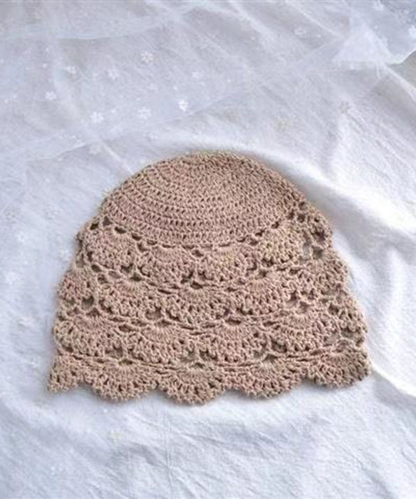 Boho White Knit Solid Color Hollow Out Bonnie Hat