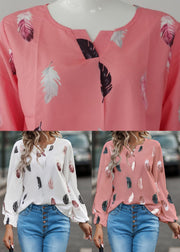 Boho White Print Shirt Top Long Sleeve