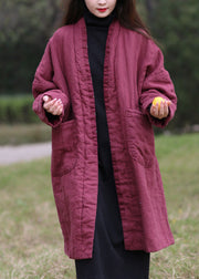 Boutique Bean Paste Colour V Neck Warm Fleece Parka Winter