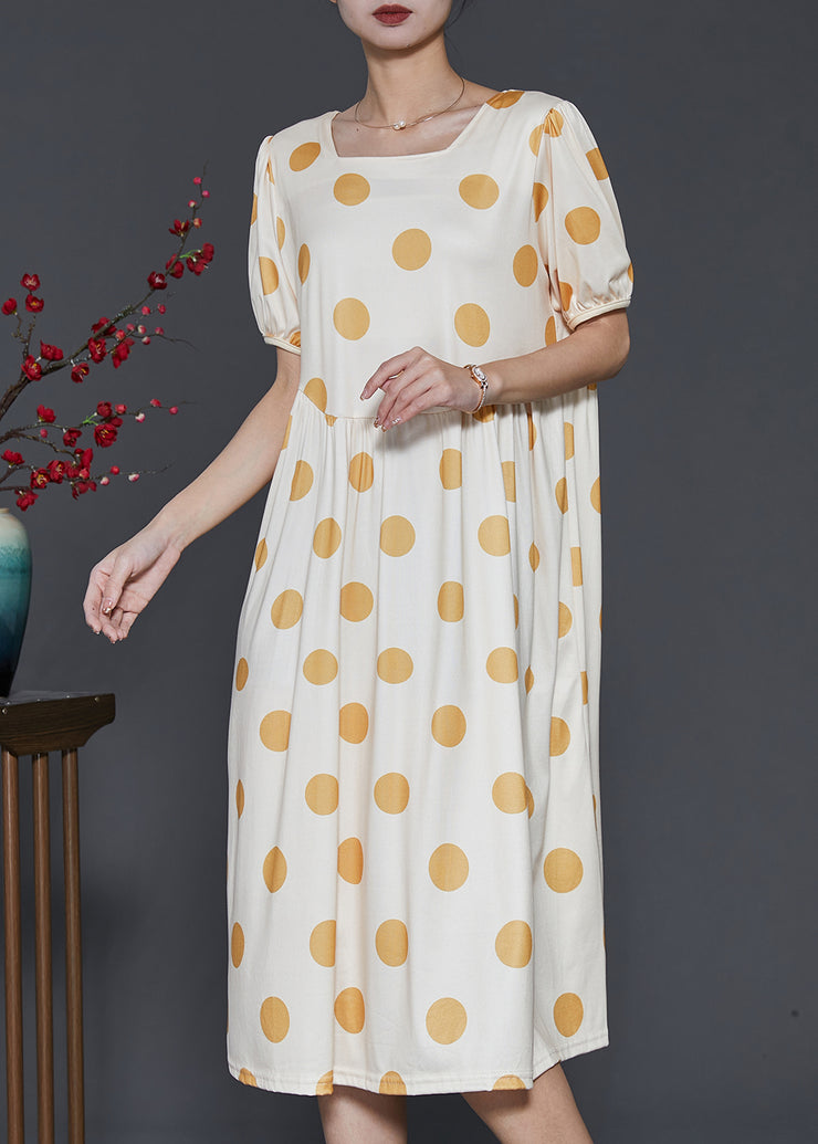 Boutique Beige Square Collar Print Cotton Long Dresses Summer