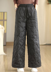 Boutique Black Cinched Pockets Fine Cotton Filled Pants Winter