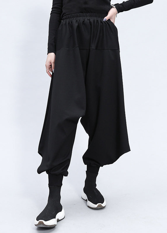 Boutique Black Elastic Waist Beam Pants Fall