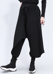 Boutique Black Elastic Waist Beam Pants Fall