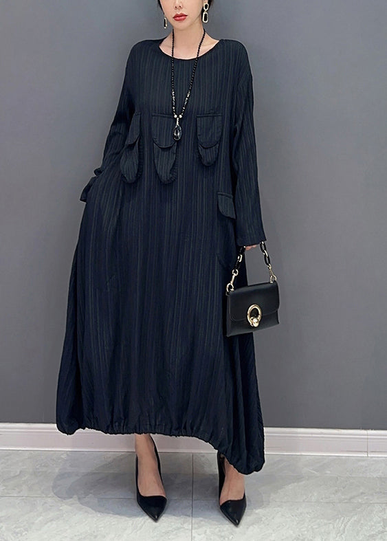 Boutique Black Oversized Striped Maxi Dresses Spring