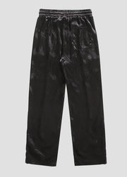 Boutique Black Pockets Jacquard Ice Silk Mens Pants Summer