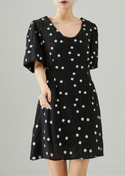 Boutique Black Puff Sleeve Print Cotton Dresses Summer