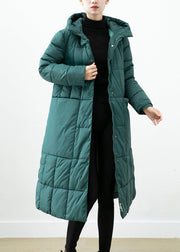 Boutique Blackish Green Hooded Pockets Fine Cotton Filled Winter Coats