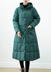 Boutique Blackish Green Hooded Pockets Fine Cotton Filled Winter Coats