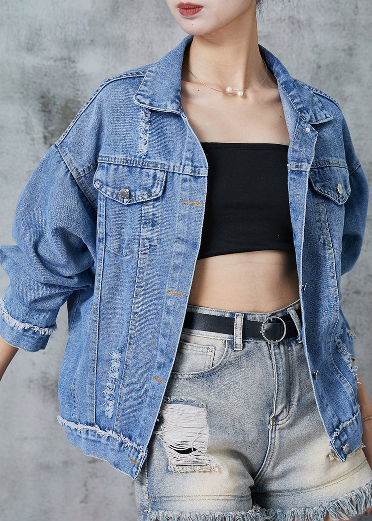 Boutique Blue Oversized 7 Rivet Denim Jackets Spring