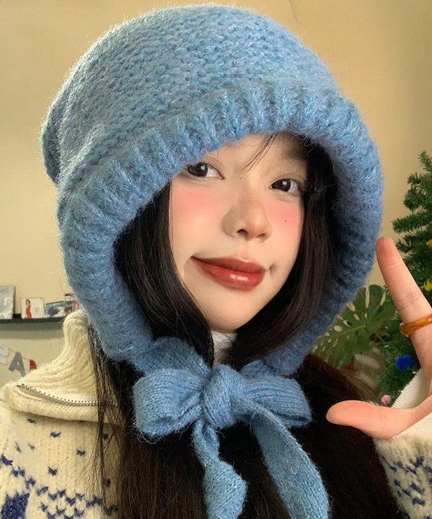 Boutique Blue Thick Warm Knit Bonnie Hat