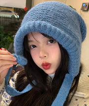 Boutique Blue Thick Warm Knit Bonnie Hat