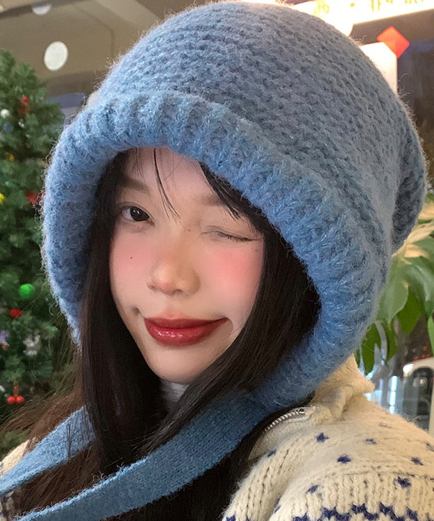 Boutique Blue Thick Warm Knit Bonnie Hat