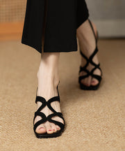 Boutique Brown Hollow Out Splicing High Heel Sandals