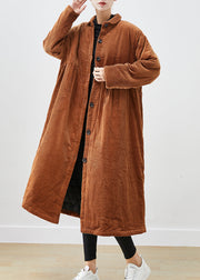 Boutique Brown Oversized Pockets Fine Cotton Filled Parka Winter