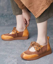 Boutique Camel Suede Splicing Lace Up Flat Shoes