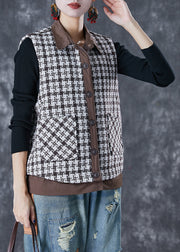 Boutique Coffee Plaid Patchwork Thick Cotton Vest Fall