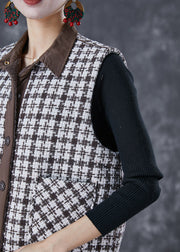 Boutique Coffee Plaid Patchwork Thick Cotton Vest Fall