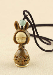 Boutique Ginger Jade Holow Out Rabbit Girl Pendant Necklace