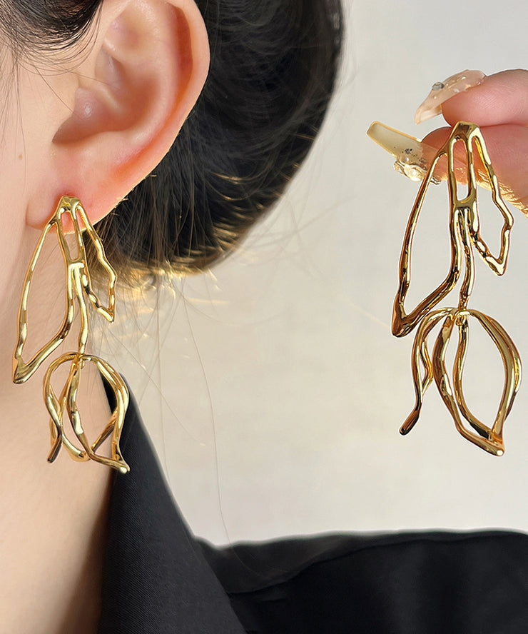 Boutique Gold Alloy Floral Hollow Out Drop Earrings