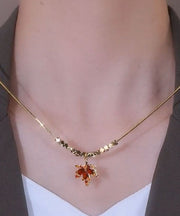 Boutique Gold Sterling Silver Overgild Maple Leaves TasselPendant Necklace