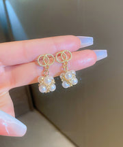 Boutique Gold Sterling Silver Overgild Zircon Pearl Drop Earrings