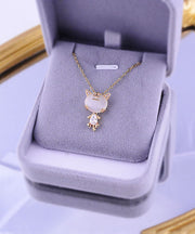 Boutique Gold Sterling Silver Zircon Cat's Eye Tiger HeadPendant Necklace