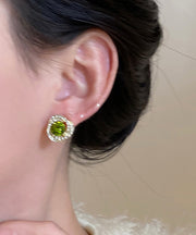 Boutique Green Aloy Crystal Zircon Stud Earrings