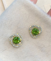 Boutique Green Aloy Crystal Zircon Stud Earrings