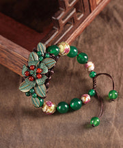 Boutique Green Hand Woven Alloy Coloured Glaze Green Agate Charm Bracelet