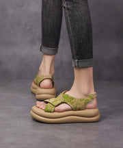 Boutique Green Hollow Out Peep Toe Sandals Platform