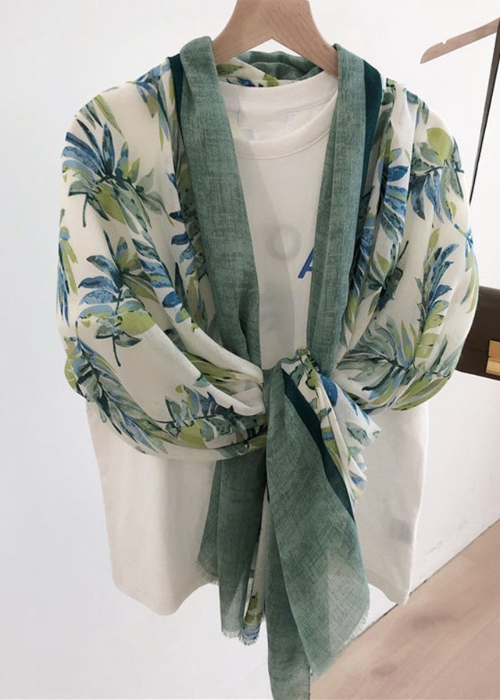 Boutique Green Print Autumn Cotton Scarf