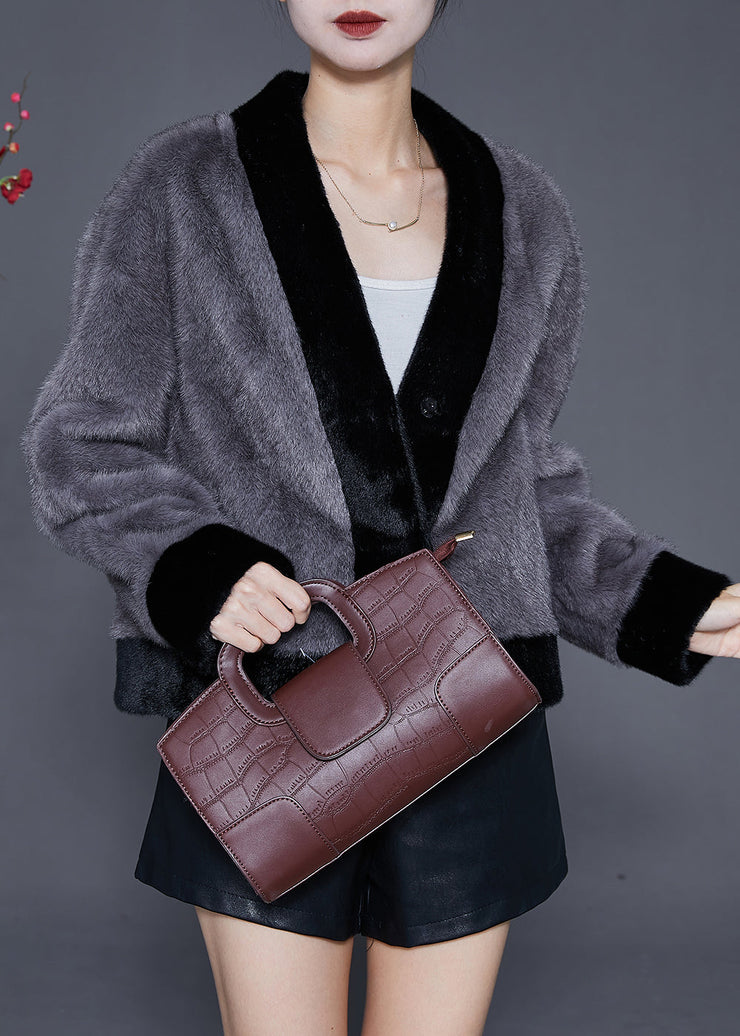 Boutique Grey Oversized Warm Fuzzy Fur Fluffy Coats Winter