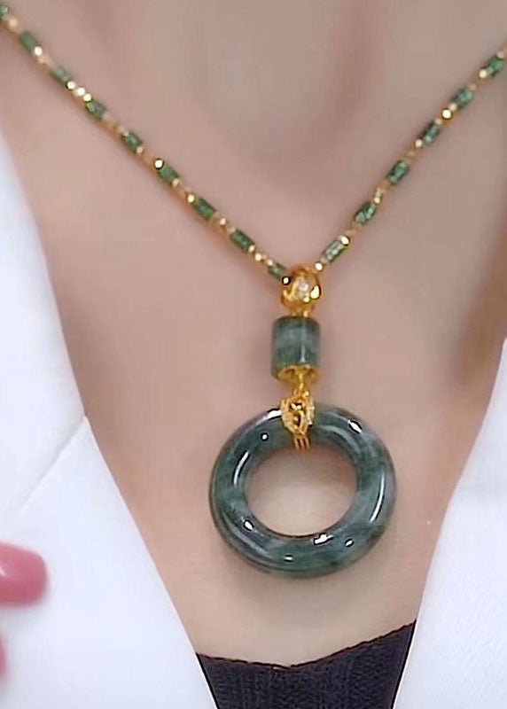 Boutique Jade Agate Bamboo Knot Pendant Necklace