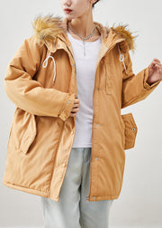 Boutique Khaki Fur Collar Oversized Thick Fine Cotton Filled Puffer Jacket Winter