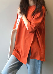 Boutique Orange O Neck Cotton T Shirts Top Summer