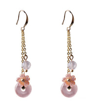 Boutique Pink Crystal Shell Flower Drop Earrings