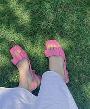 Boutique Pink Faux Leather Buckle Strap Sandals