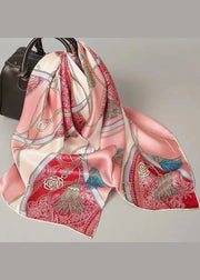 Boutique Pink Printed Comfortable Versatile Silk Scarf