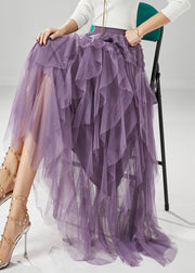 Boutique Purple High Waist Tulle Skirt Summer