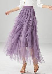 Boutique Purple High Waist Tulle Skirt Summer