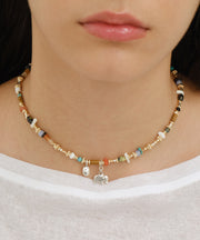 Boutique Rainbow Copper Overgild Turquoise Agate Beading Little Elephant Gratuated Bead Necklace