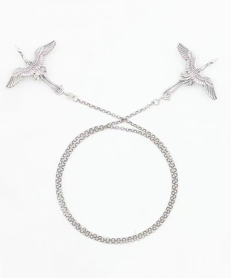 Boutique Silk Sterling Silver Crane Brooches