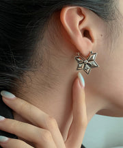 Boutique Silk Sterling Silver Six Pointed Star Stud Earrings